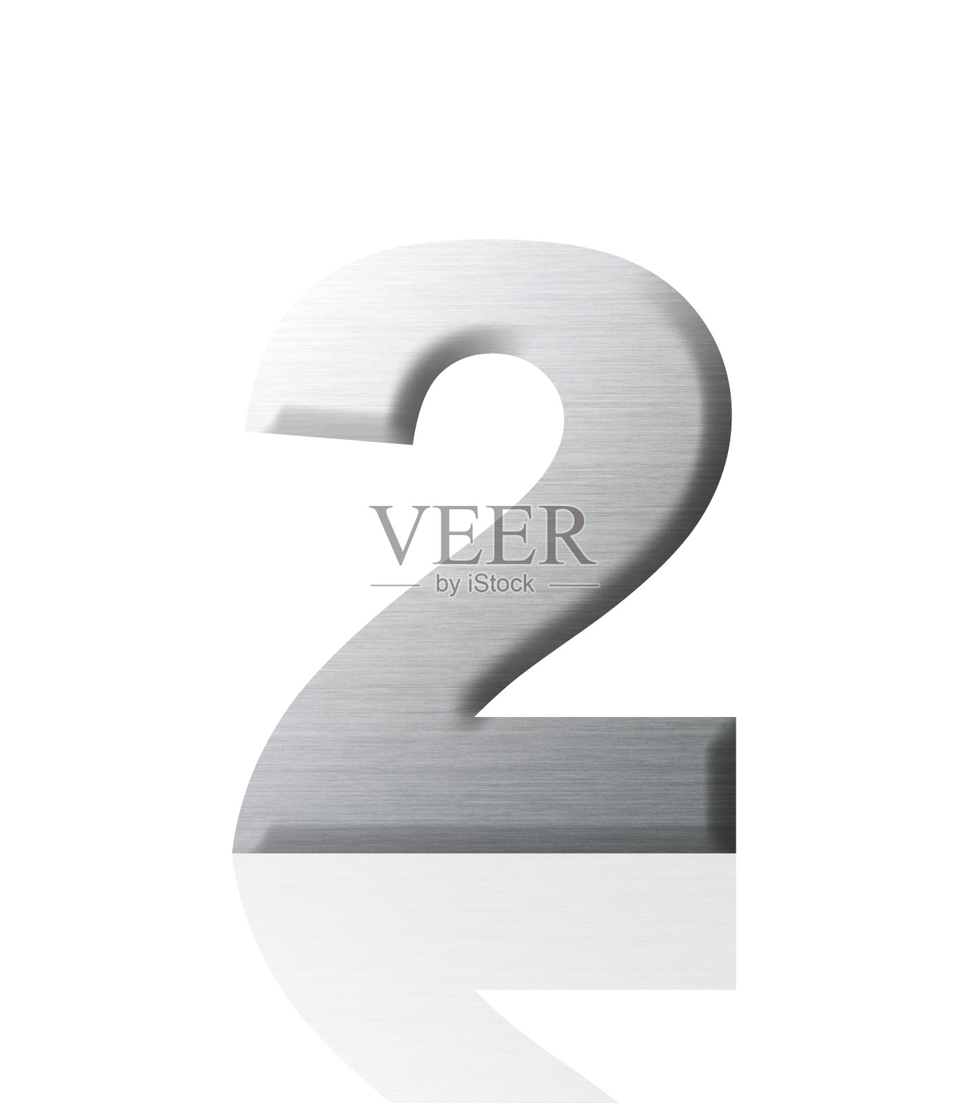 孤立的三维银色2号在白色的背景照片摄影图片