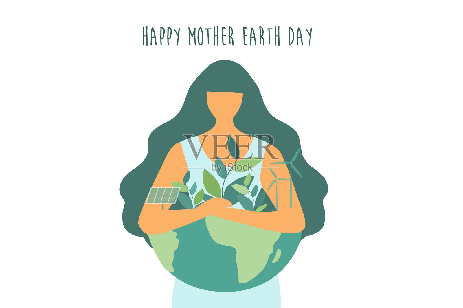 快乐地球母亲日概念矢量插图插画图片素材