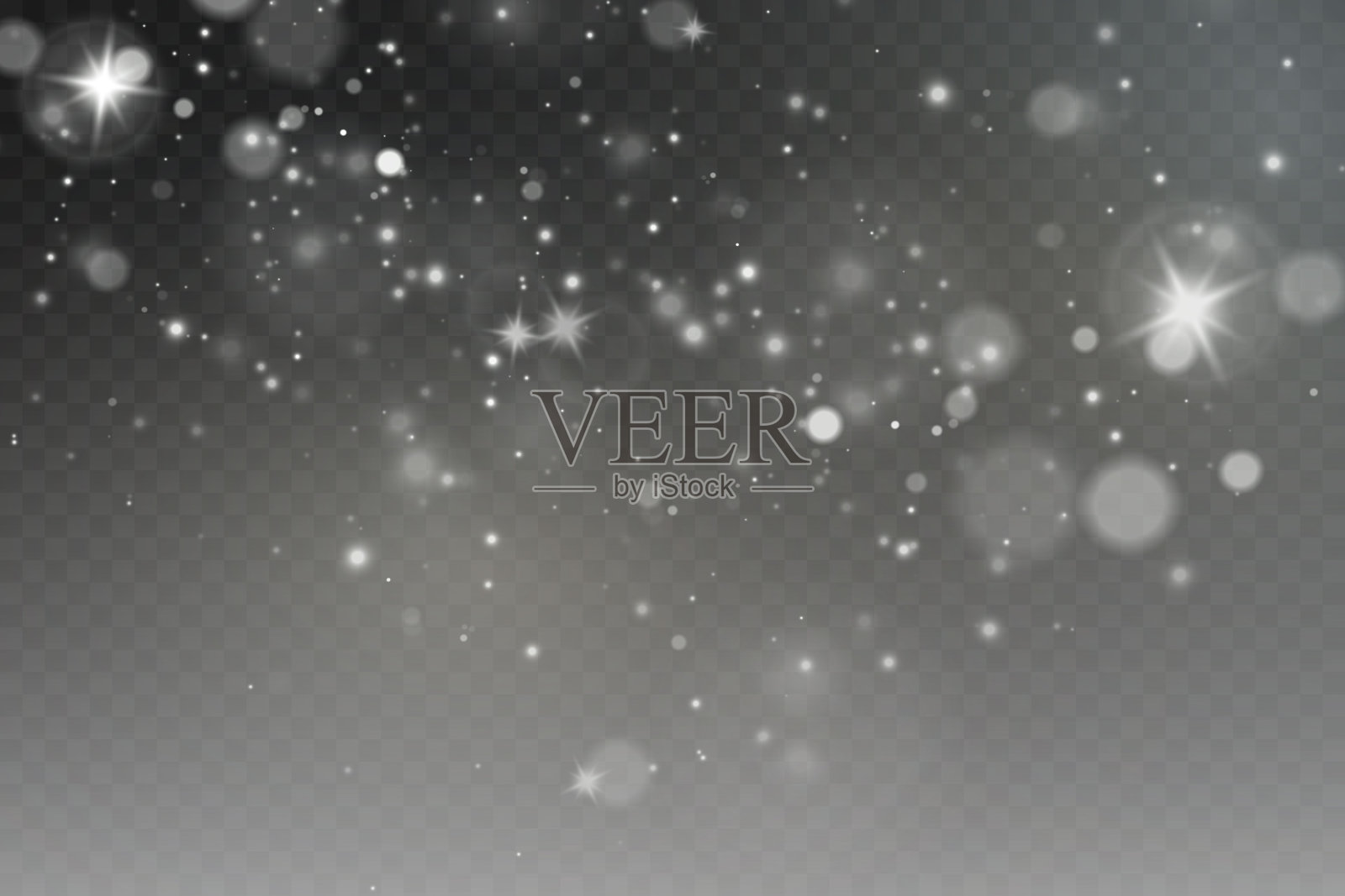 圣诞发光散景五彩纸屑光和闪闪发光的纹理覆盖为您的设计。节日闪闪发光的白色尘埃。假日粉末粉尘卡片，邀请，横幅，广告。插画图片素材