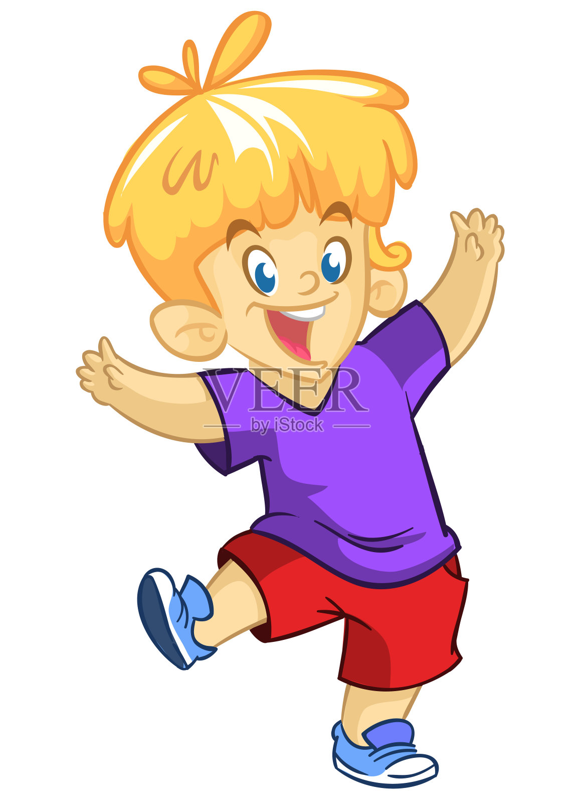 穿着休闲装的可爱卡通小男孩矢量插画插画图片素材