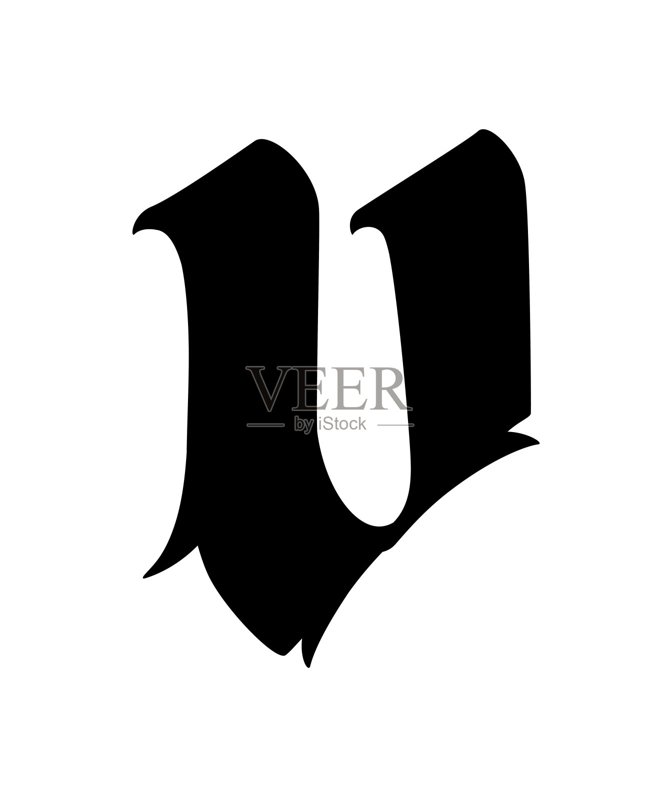 哥特风格的信。向量。字母表。插画图片素材