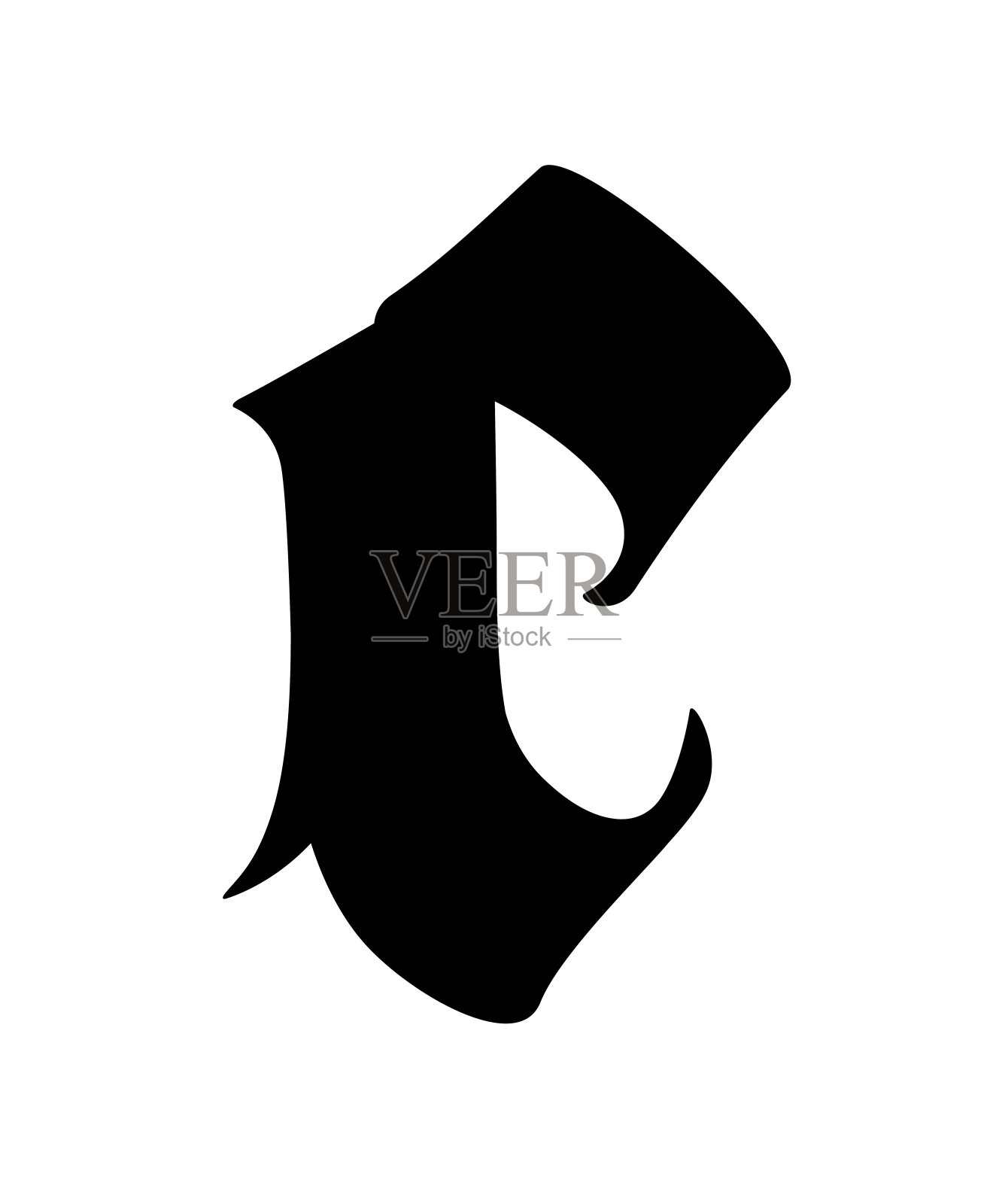 哥特风格的信。向量。字母表。插画图片素材