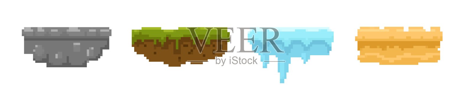 8位像素景观地形矢量岛插画图片素材