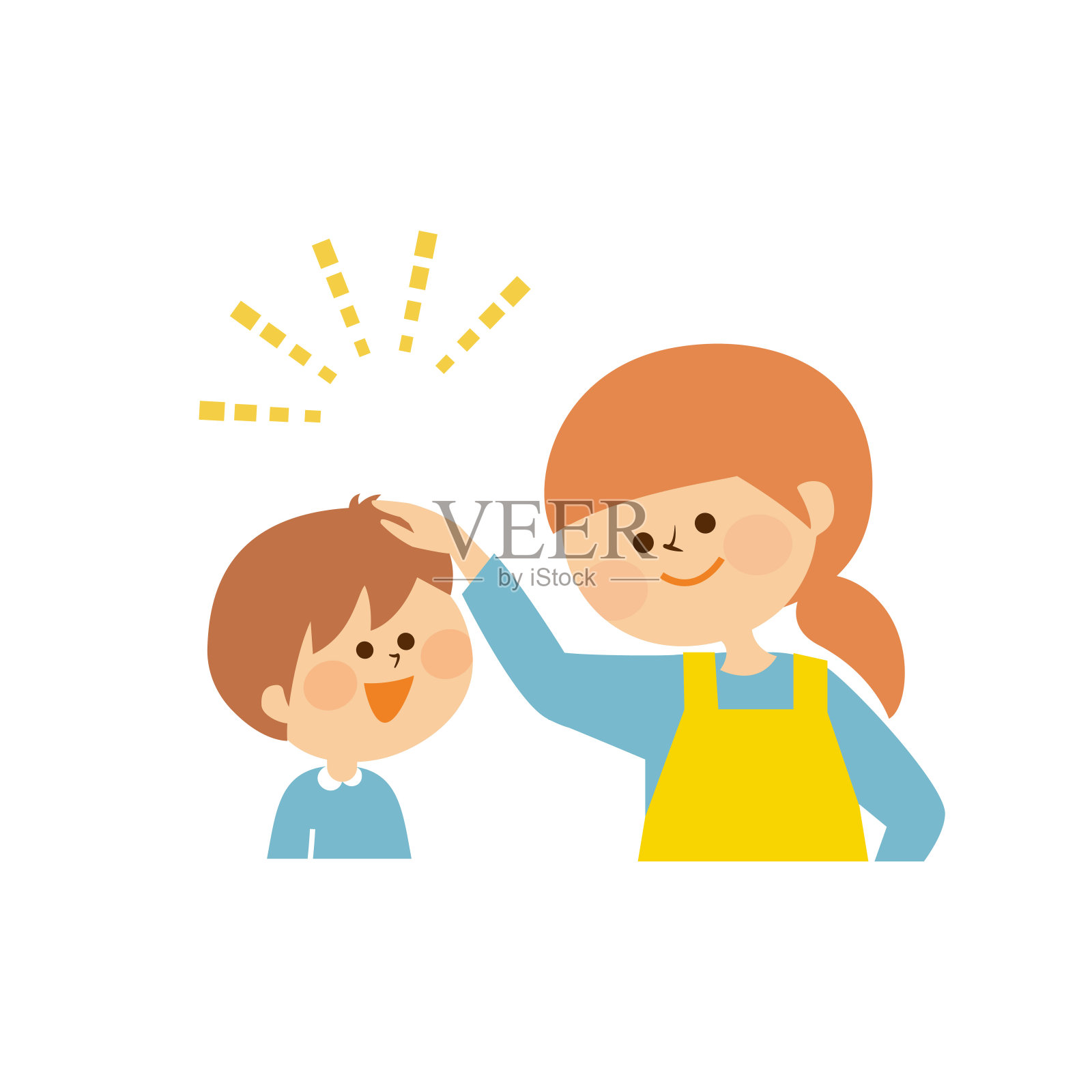 妈妈表扬孩子，大人，可爱的插画素材插画图片素材