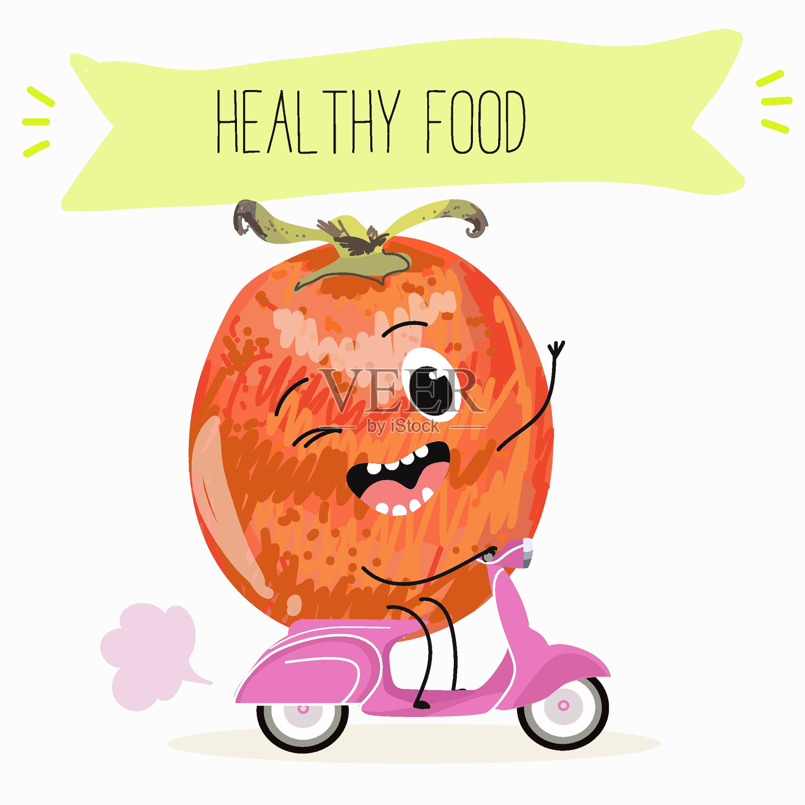 可爱的卡通柿子人物有不同的活动。平面矢量插图，有趣的水果。有机食品。插画图片素材