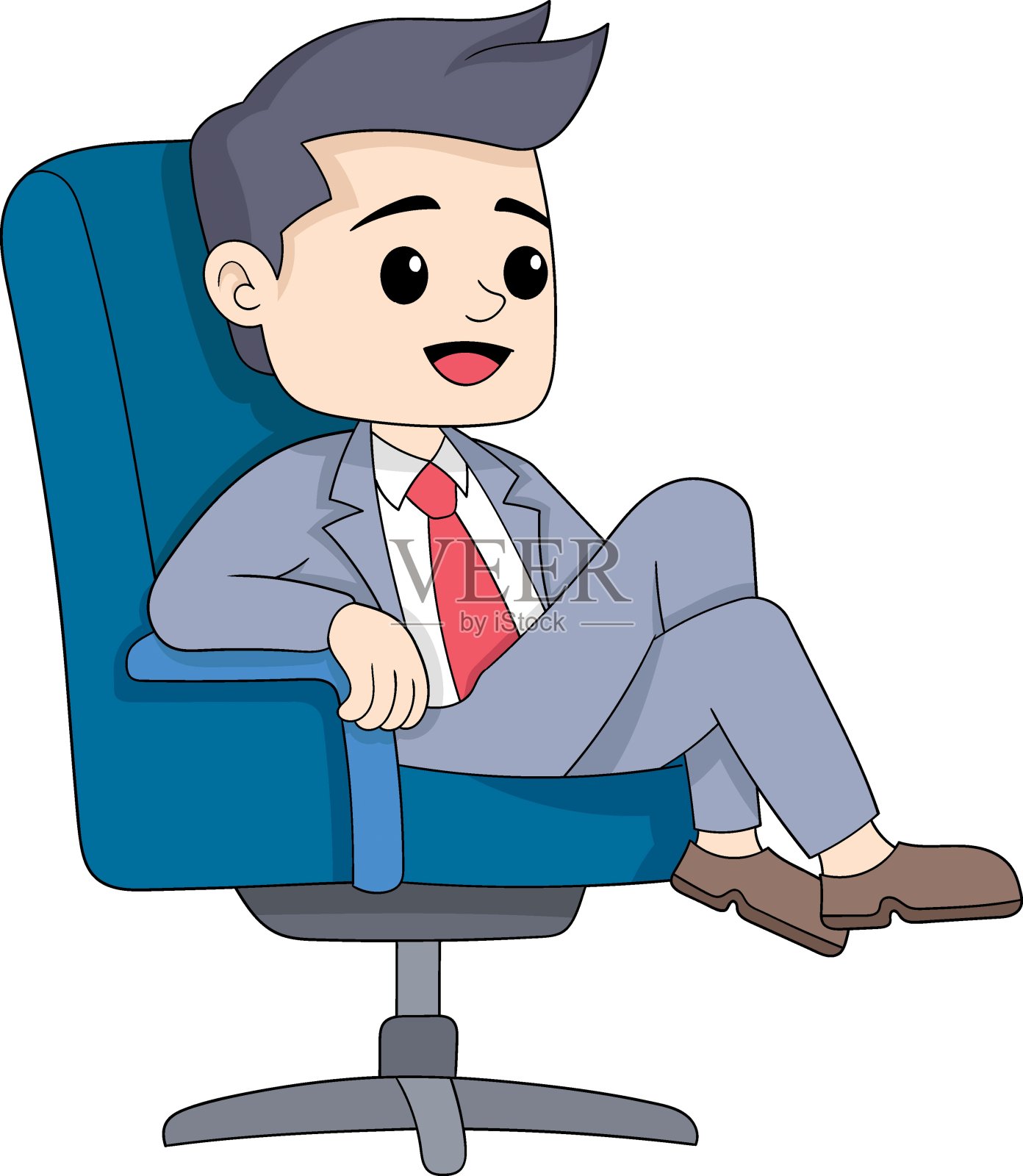 一个年轻时偶然成功的例子，商人正坐着享受生活插画图片素材