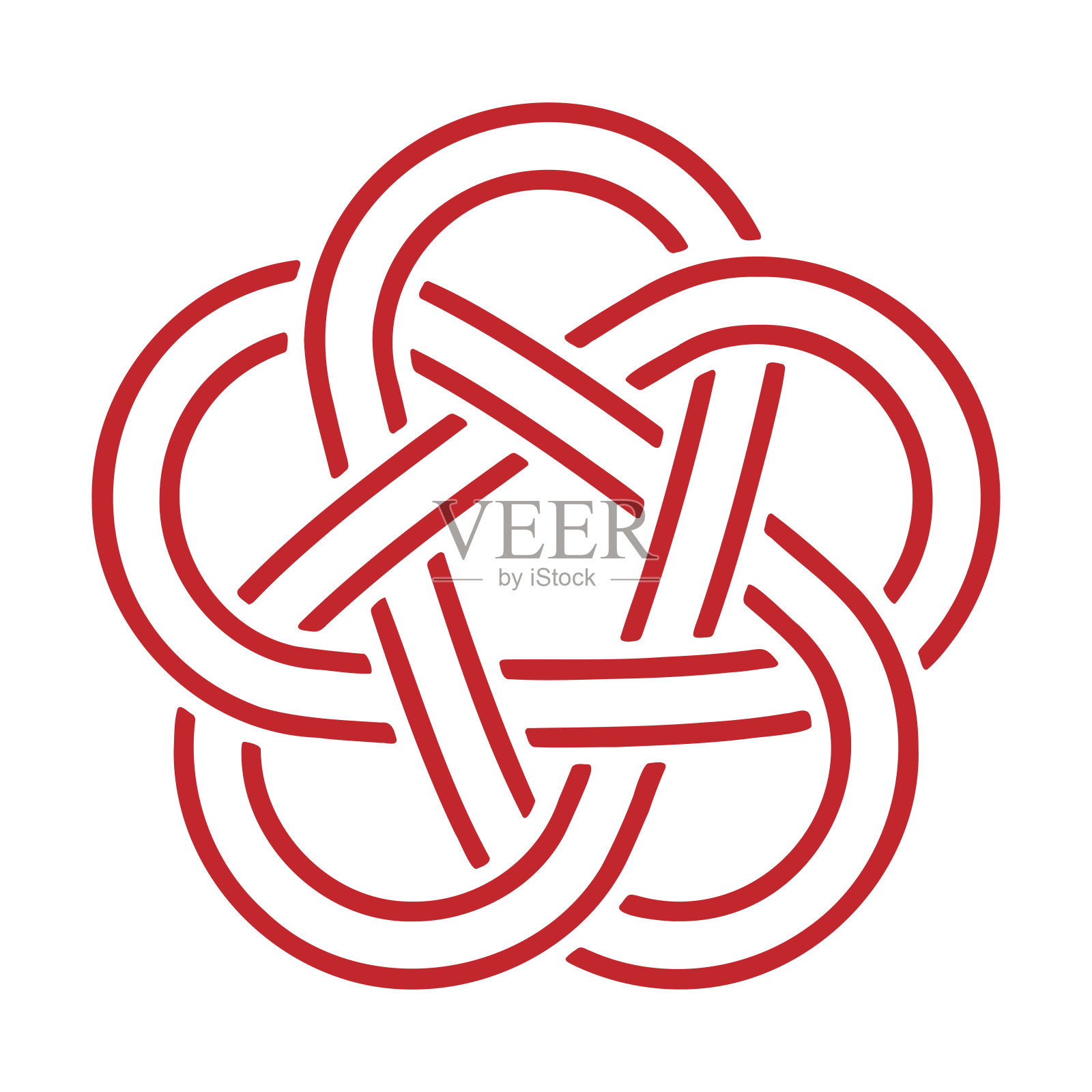 “梅花结”。日本传统结设计孤立在透明的背景。向量可编辑。插画图片素材