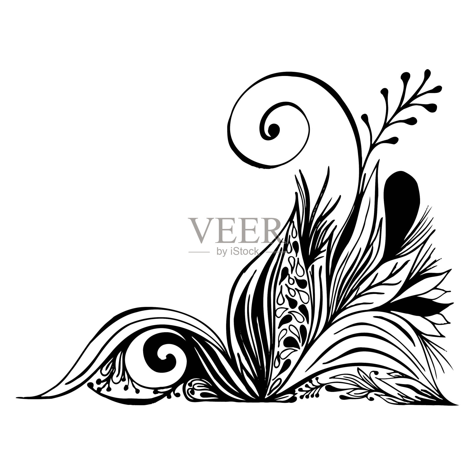 抽象矢量角涂鸦花装饰插画图片素材