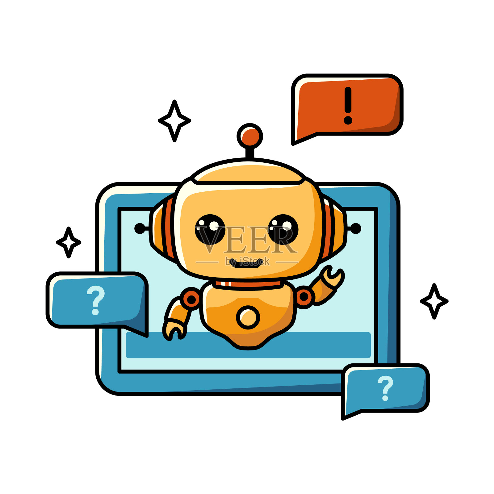 使用人工智能进行咨询和客户支持。用于在线应用的聊天机器人助手。卡通矢量概念插图。插画图片素材