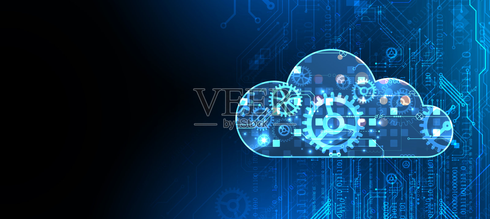 云计算概念。抽象连接技术背景。手绘向量。插画图片素材