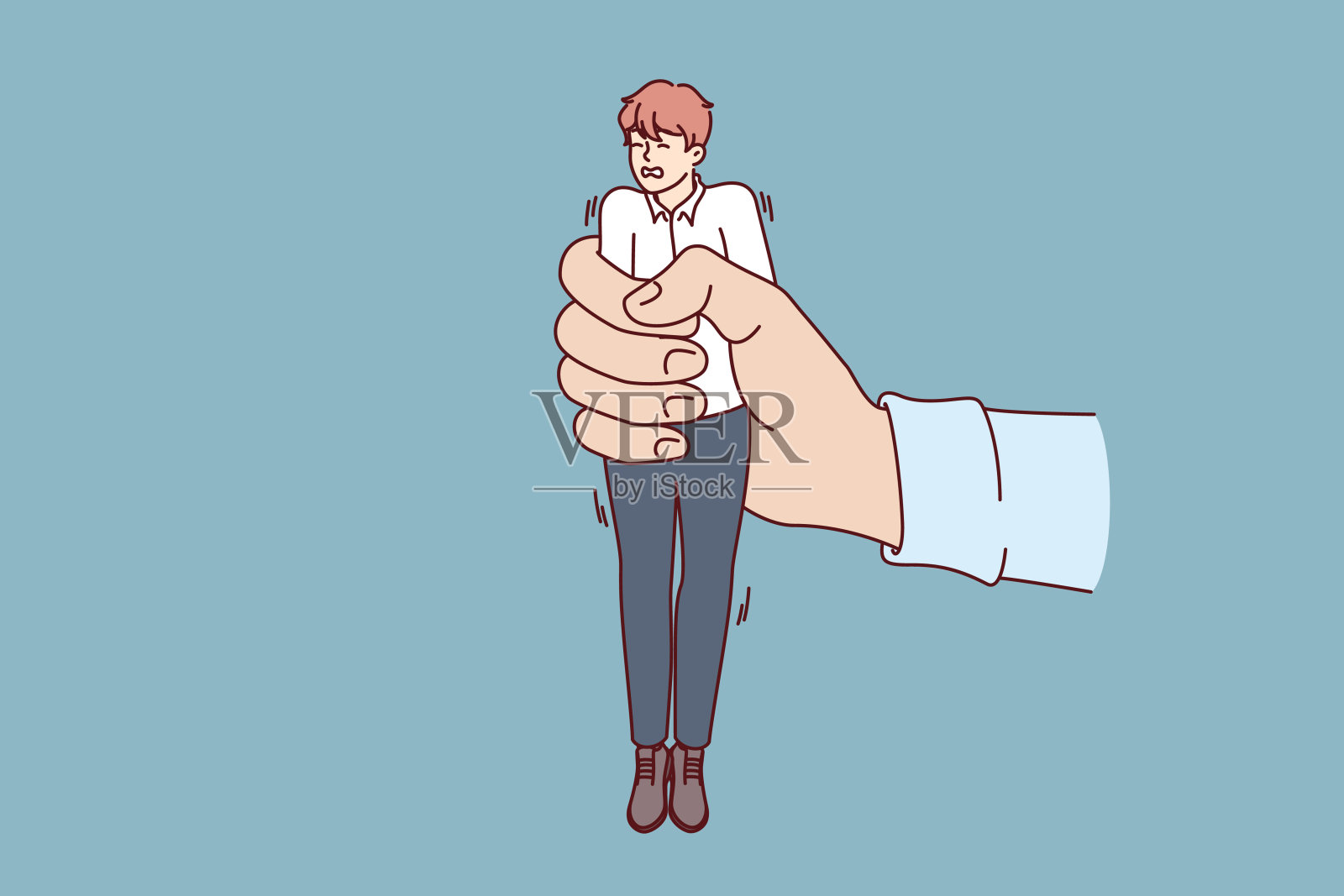 商人处于压力之下，需要帮助，而经理却在压榨员工插画图片素材