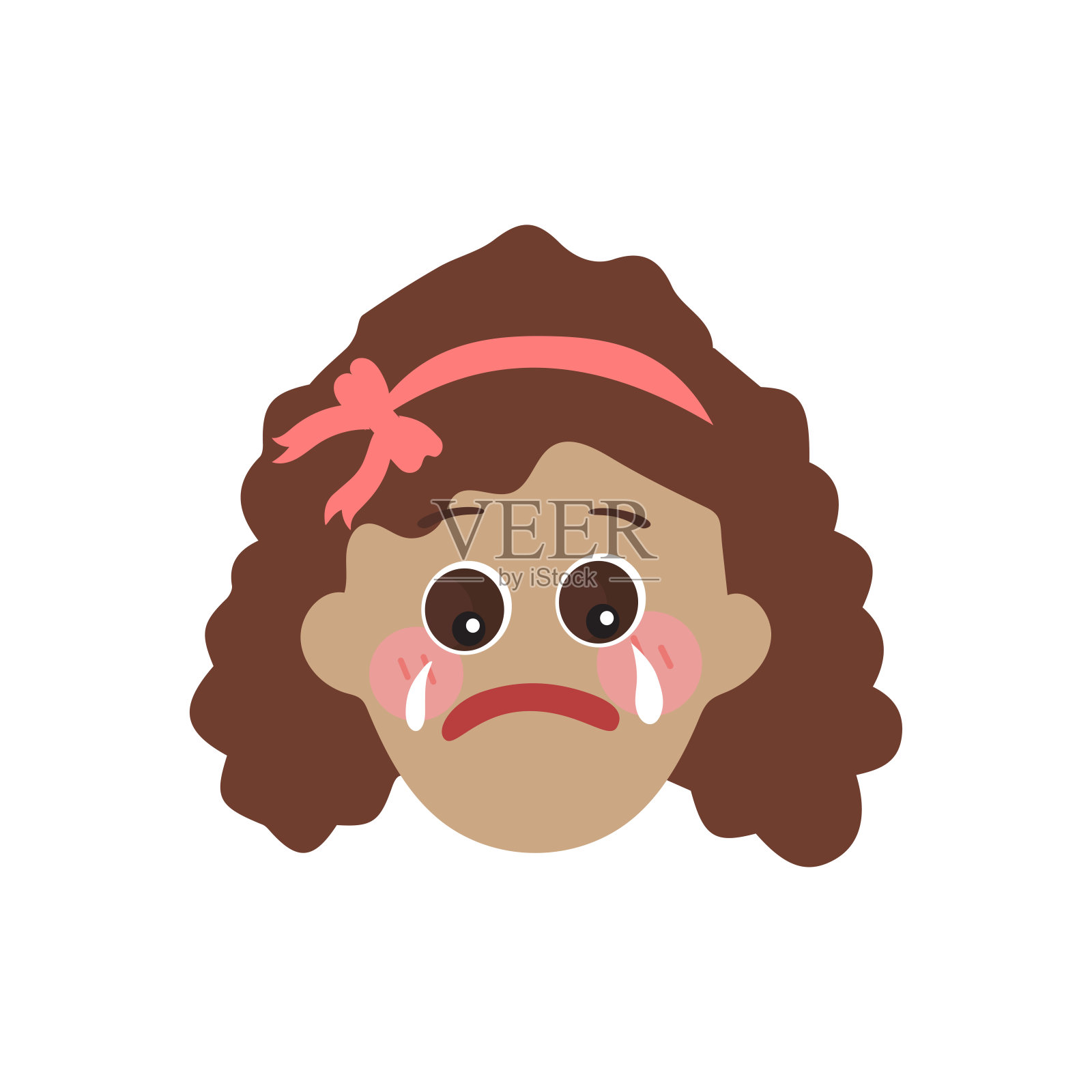 小女孩的面部表情，一套卡通矢量插图插画图片素材