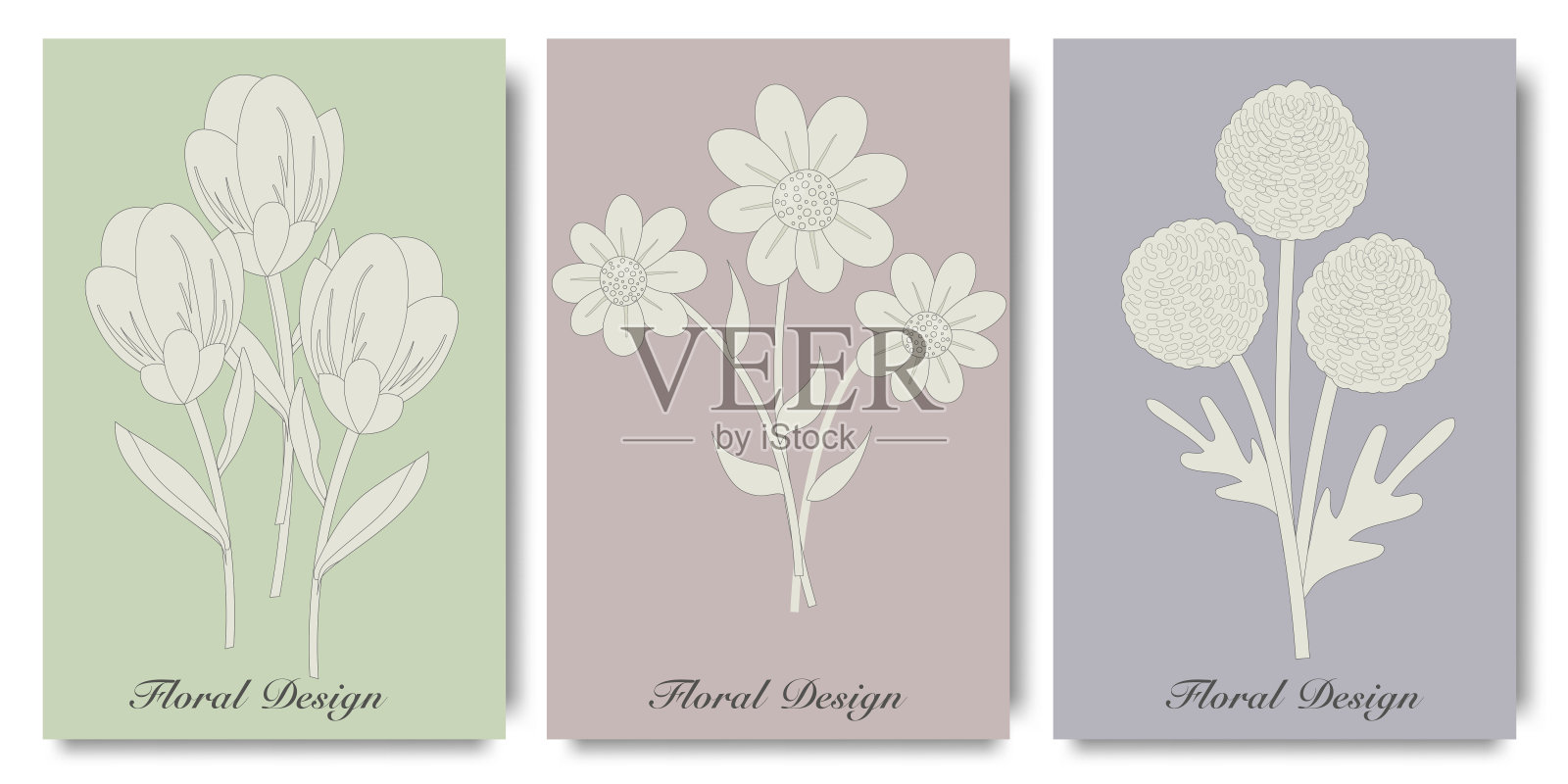 新潮的花枝和极简主义的花朵。极简主义时尚的当代花卉设计完美的墙壁艺术，印刷品，社交媒体，海报，邀请，品牌设计插画图片素材