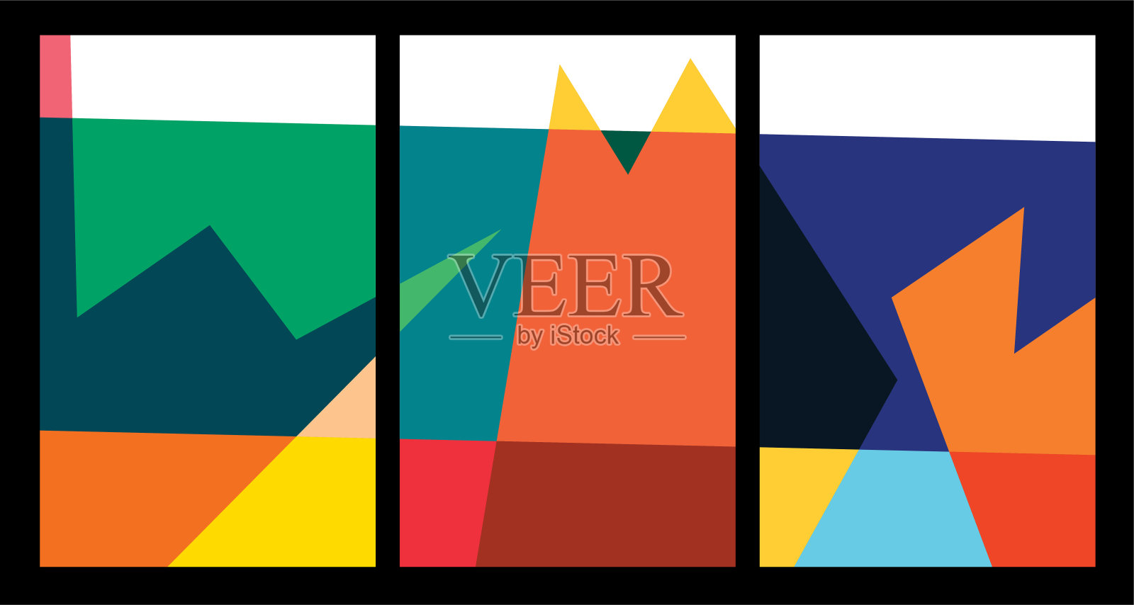 矢量彩色抽象几何海报夏季2024插画图片素材