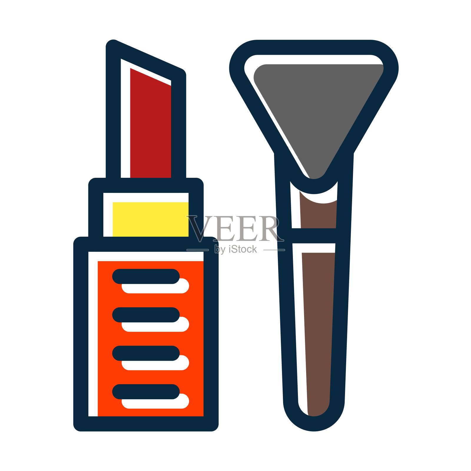 化妆矢量粗线填充深色图标为个人和商业用途。插画图片素材