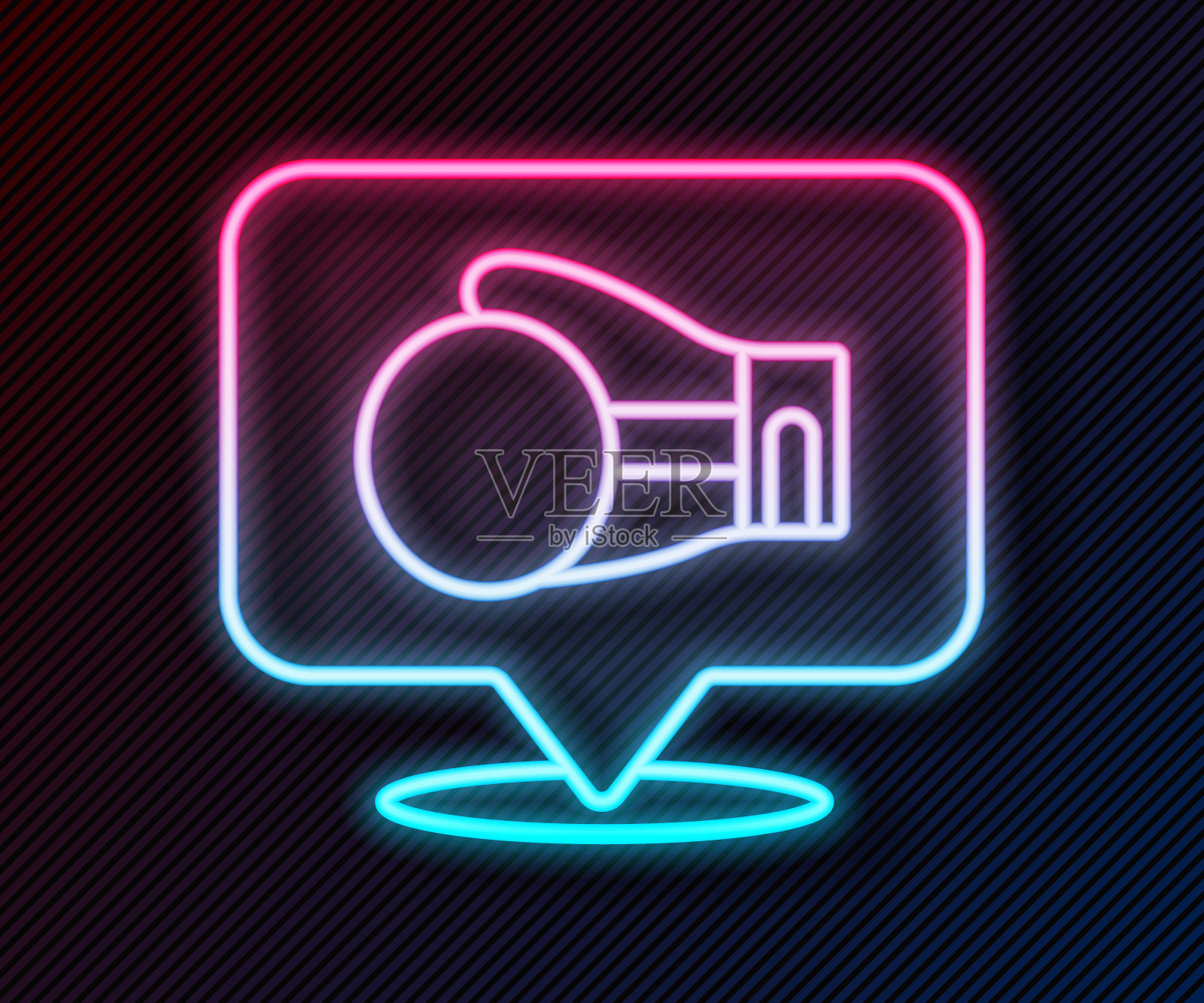 发光的霓虹灯线拳击手套图标孤立的黑色背景。向量插画图片素材