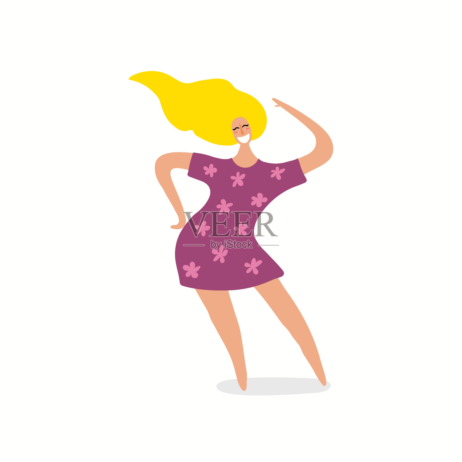 快乐的跳舞女人插图插画图片素材