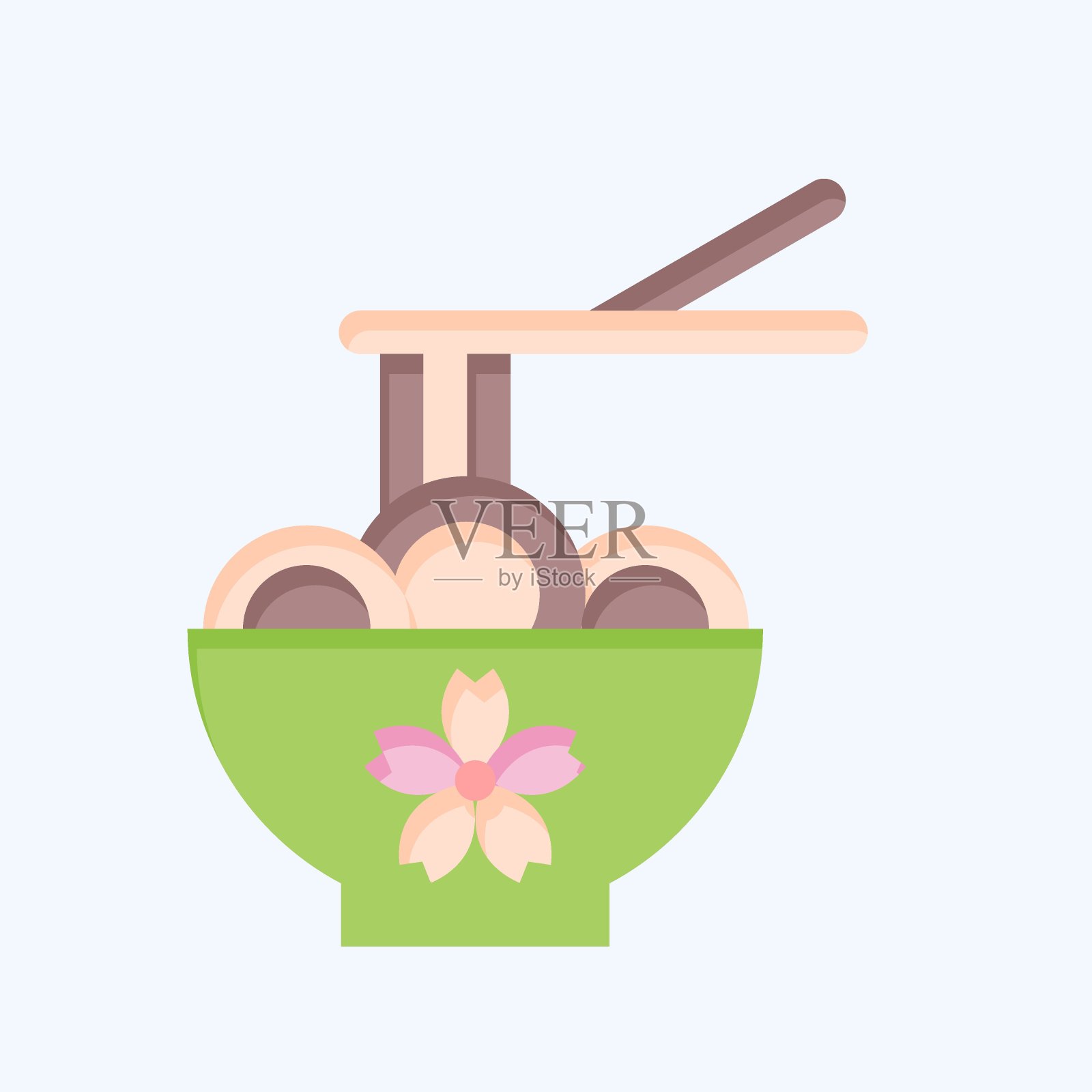 图标拉面。与樱花节有关的象征。平的风格。简单的设计可编辑。简单的说明插画图片素材