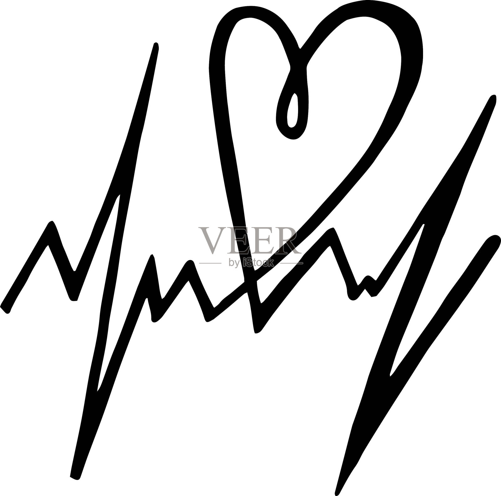 情人节爱心一笔画矢量图插画图片素材