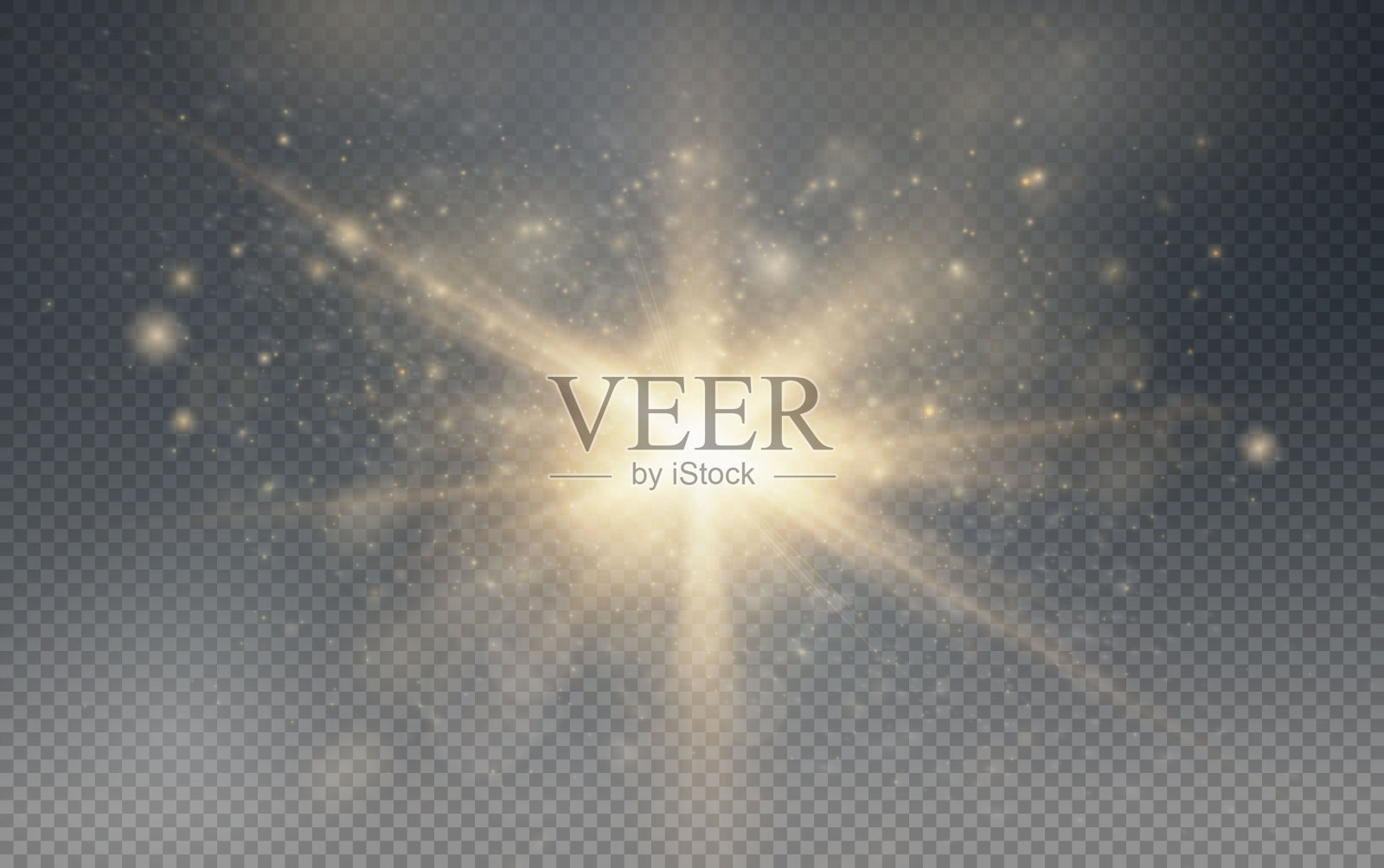 一组现实的矢量金星。向量太阳的集合。金色闪耀着光芒。插画图片素材