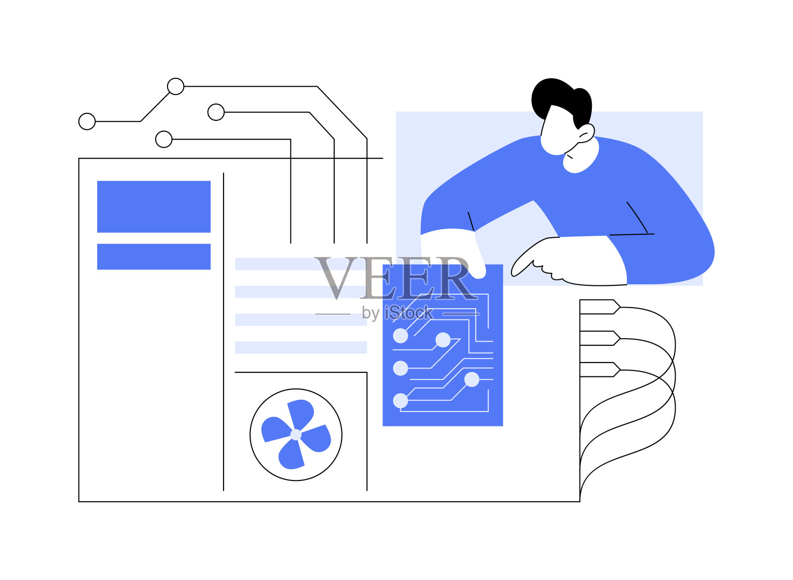 计算机硬件工程师孤立的卡通矢量插图。插画图片素材