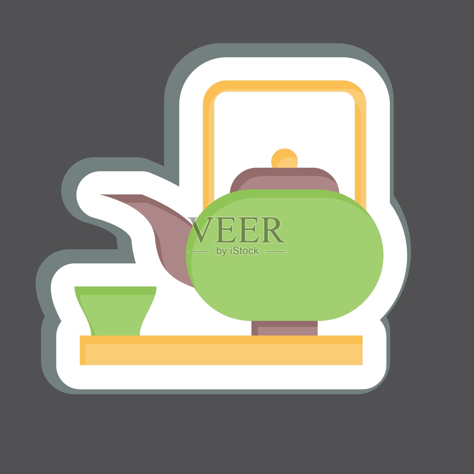 贴纸抹茶。与樱花节有关的象征。简单的设计可编辑。简单的说明插画图片素材