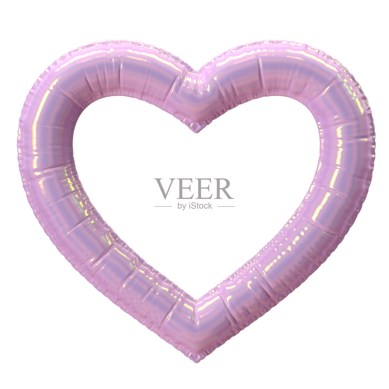 气球粉红色全息心。照片摄影图片