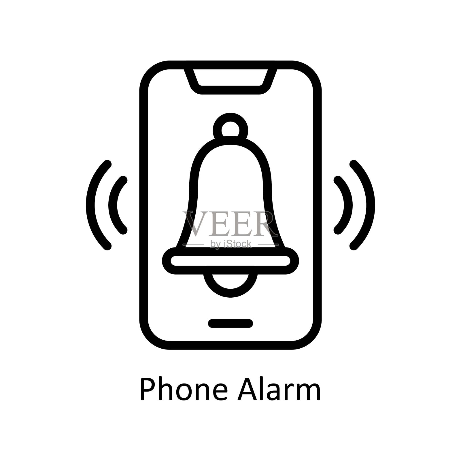 电话报警矢量填充轮廓图标样式插图。EPS 10文件插画图片素材