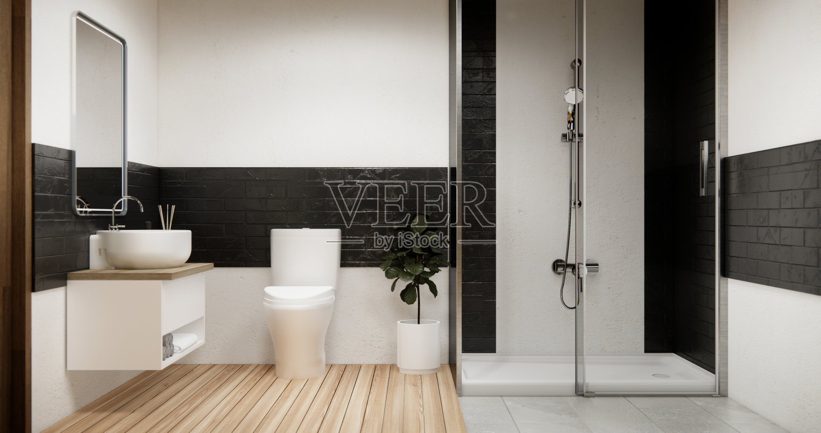 木制和黑色花岗岩墙在日本浴室现代温泉最小的风格照片摄影图片