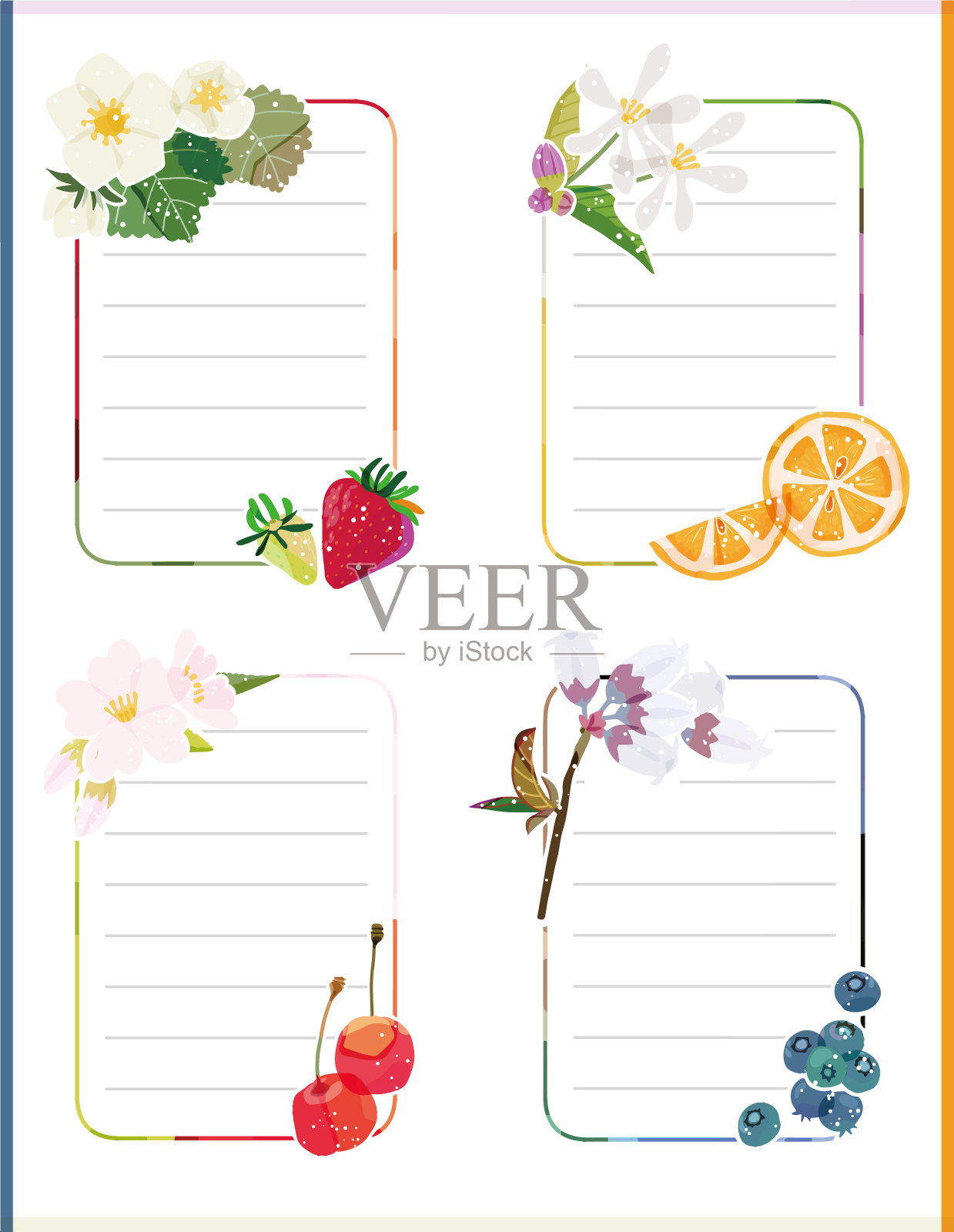 手绘插图水果留言卡插画图片素材