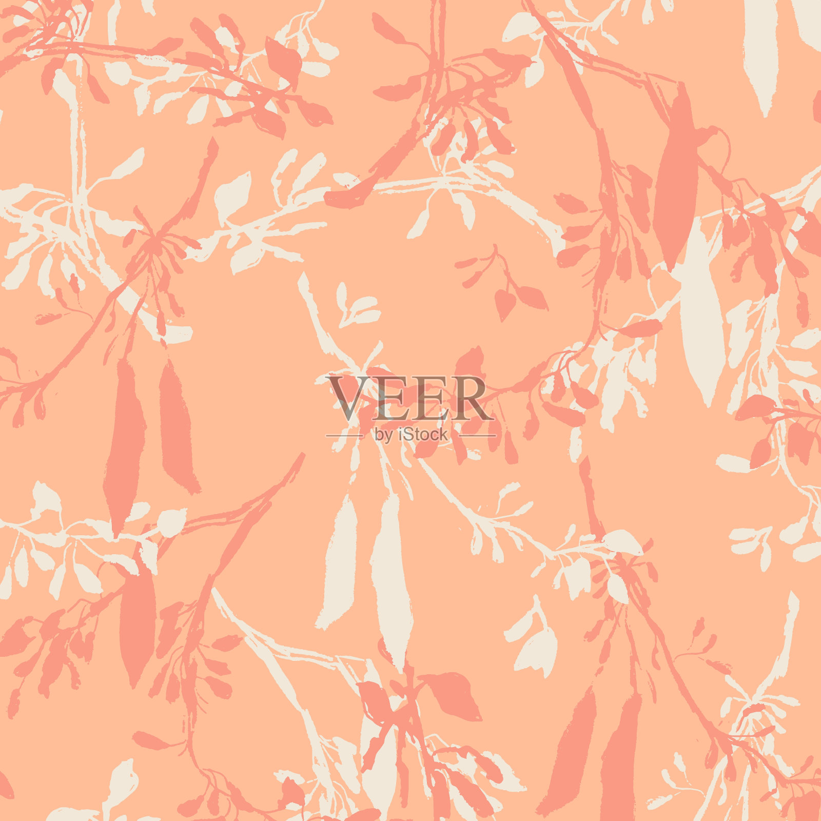 桃子无缝热带植物图案印花插画图片素材