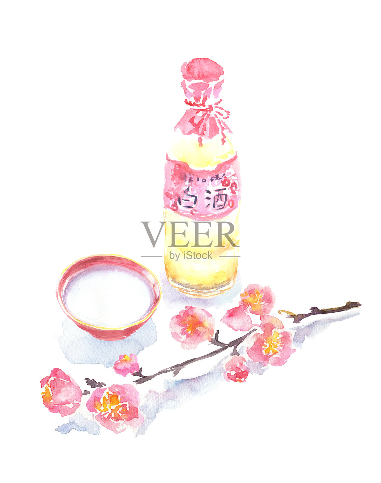 用水彩画的amazake插图插画图片素材