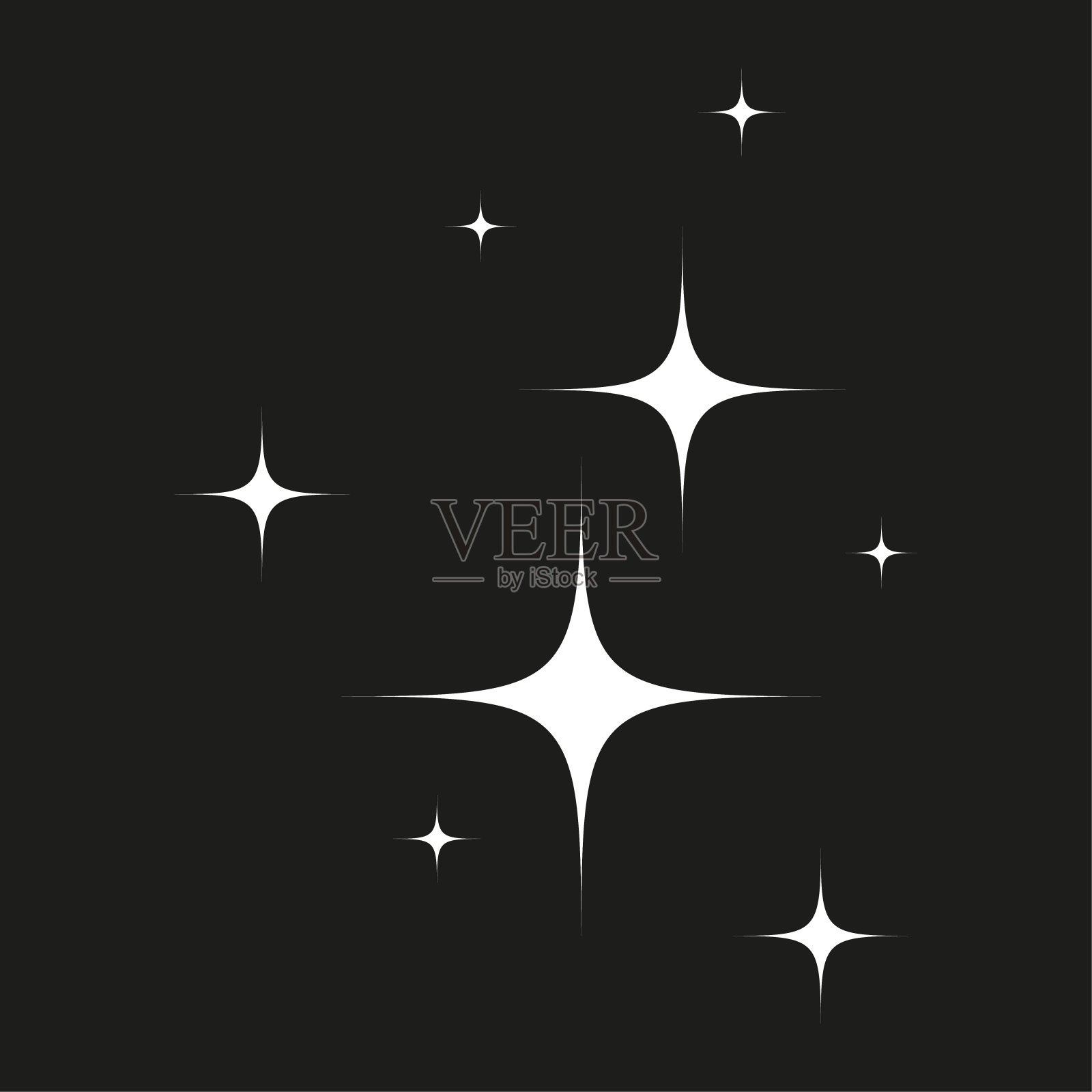 黑色背景上的星星图标。矢量插图。每股收益10。插画图片素材