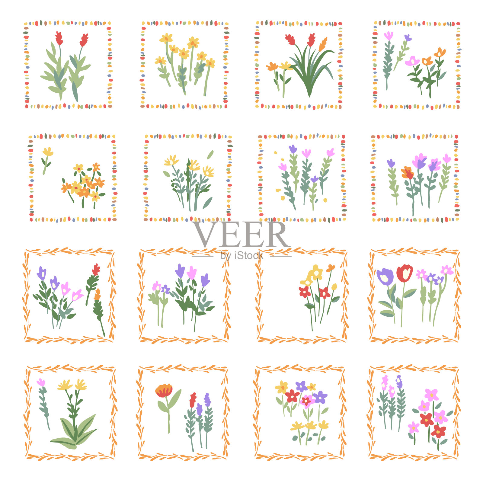 抽象花卉材料是纺织设计的理想材料，插画图片素材