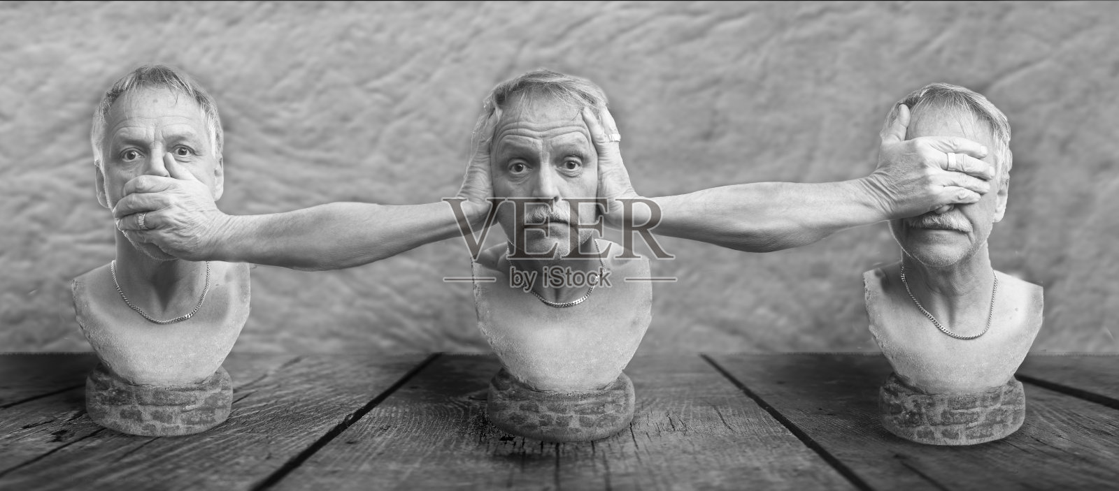 什么也看不见，什么也听不见，什么也不说照片摄影图片