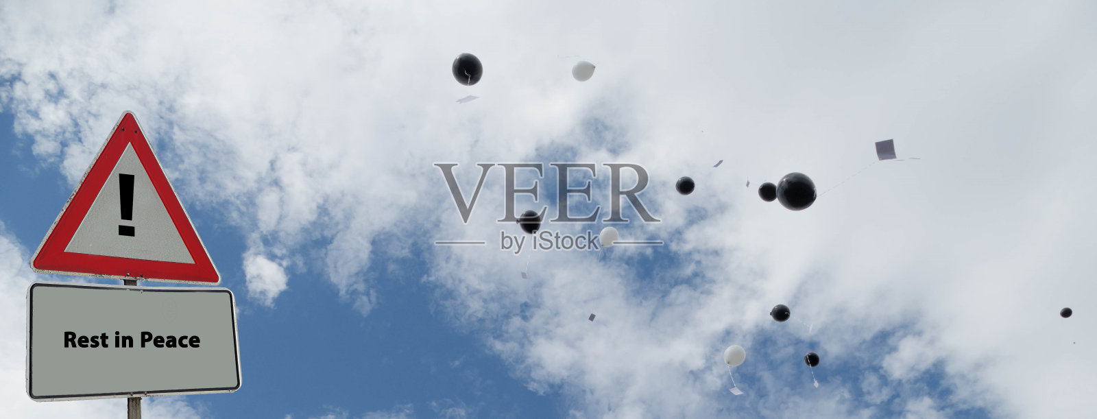 安息吧，天空中的气球照片摄影图片