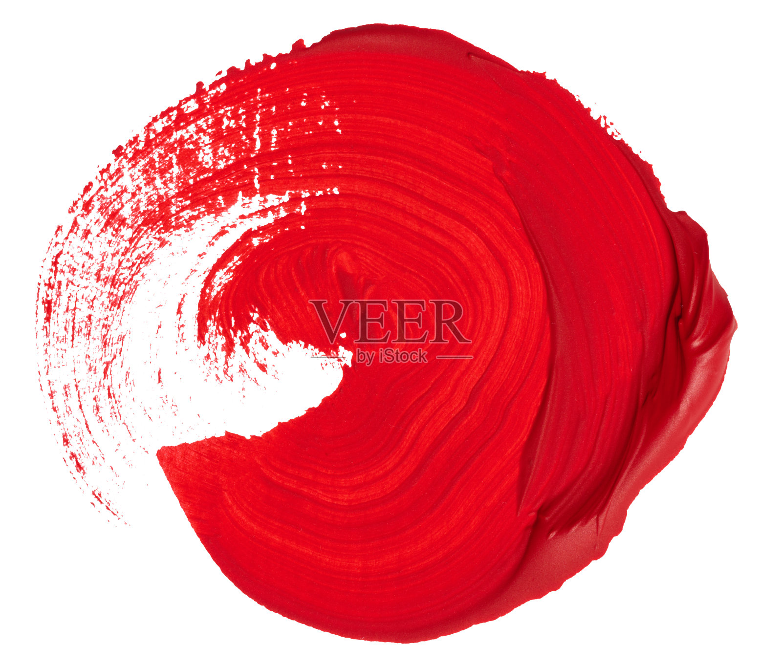 水彩画的笔触红色油漆，在一个白色孤立的背景照片摄影图片