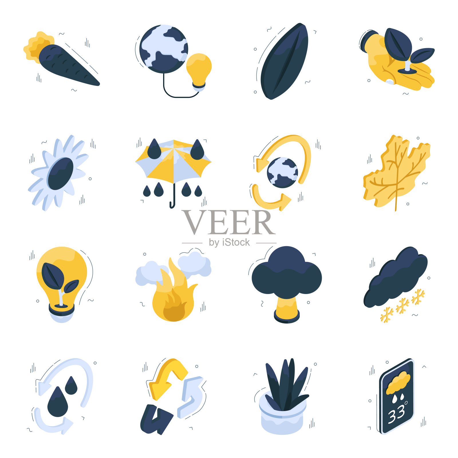 一套生态等距图标插画图片素材