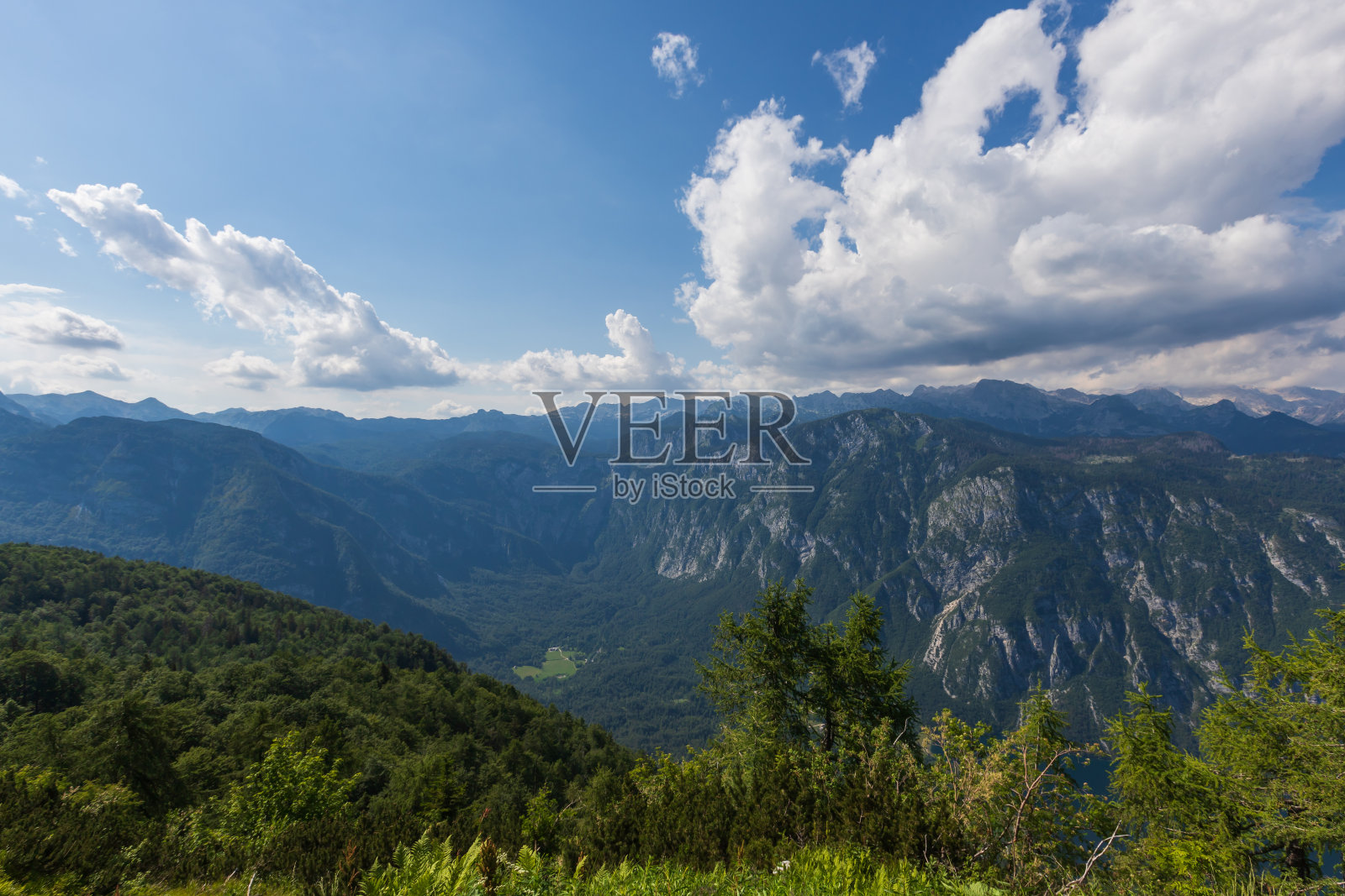 斯洛文尼亚靠近Bohinj镇的山地景观。照片摄影图片