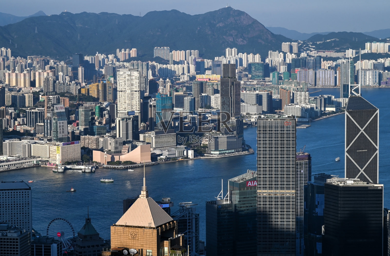 香港，从太平山顶航拍照片摄影图片