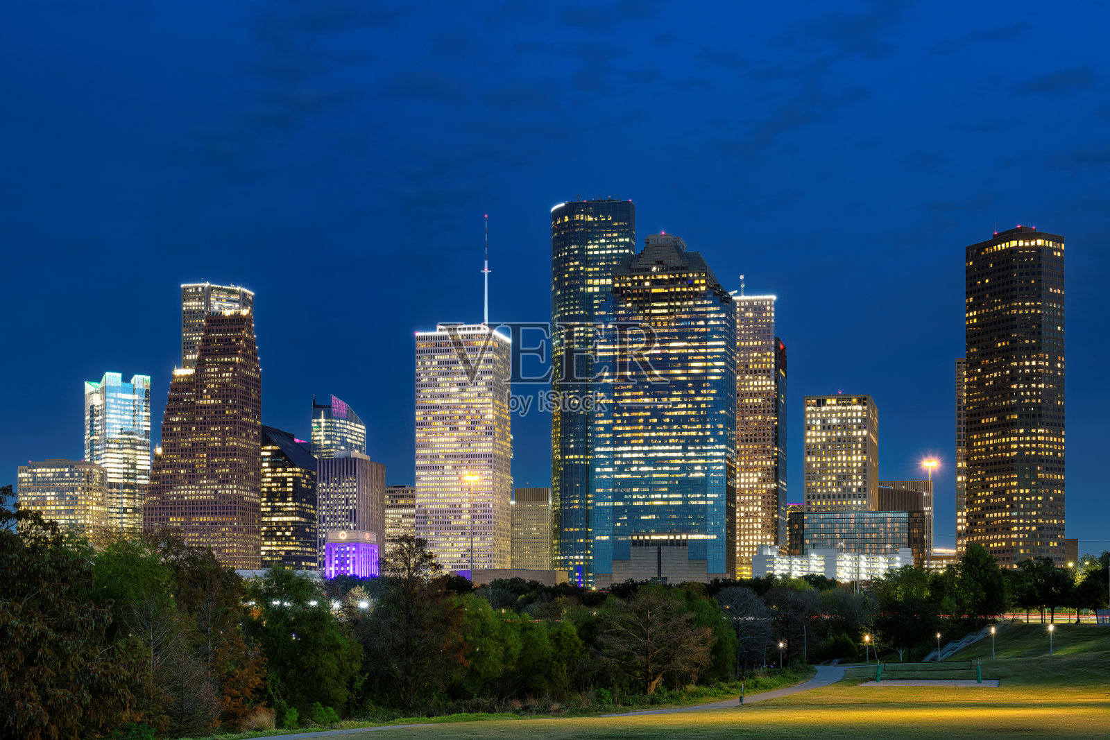 德克萨斯州休斯顿市的夜景照片摄影图片