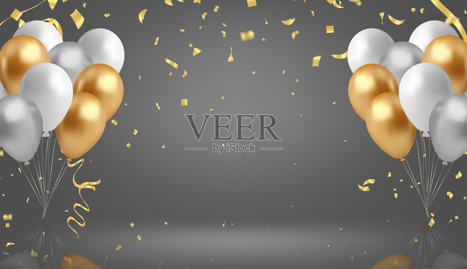 以气球和五彩纸屑为庆祝背景。矢量插图。插画图片素材