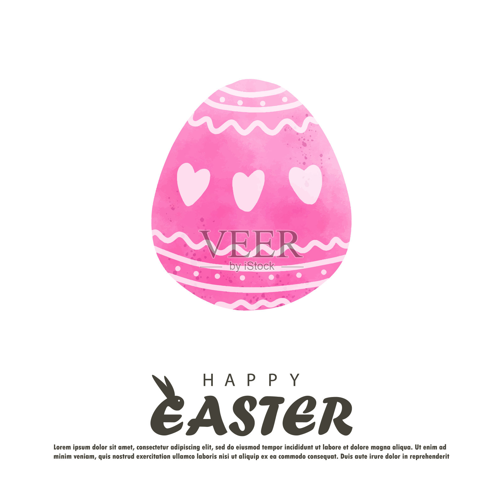 复活节快乐贺卡用水彩画彩蛋。背景横幅模板隔离矢量插图插画图片素材