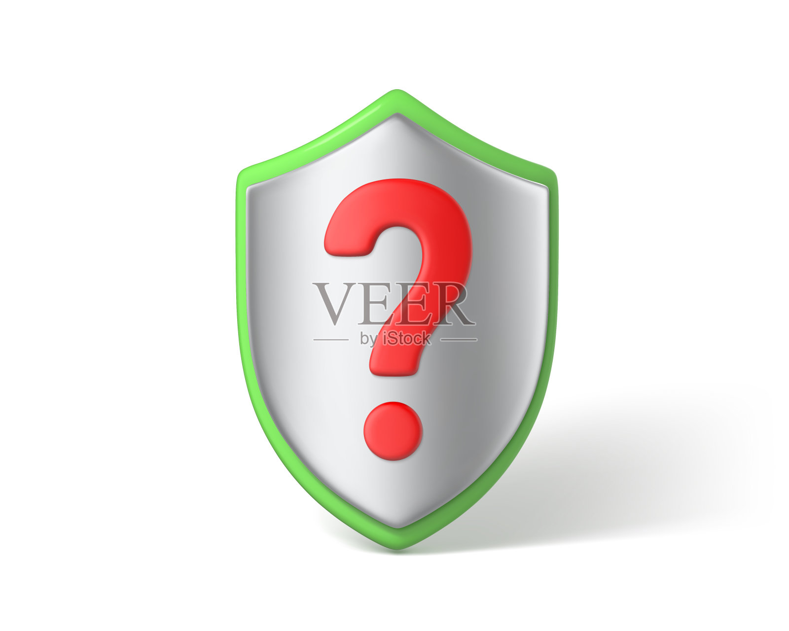 带有红色问题标志的3d盾牌。问号屏蔽图标。安全问题的概念。3D矢量插图。插画图片素材