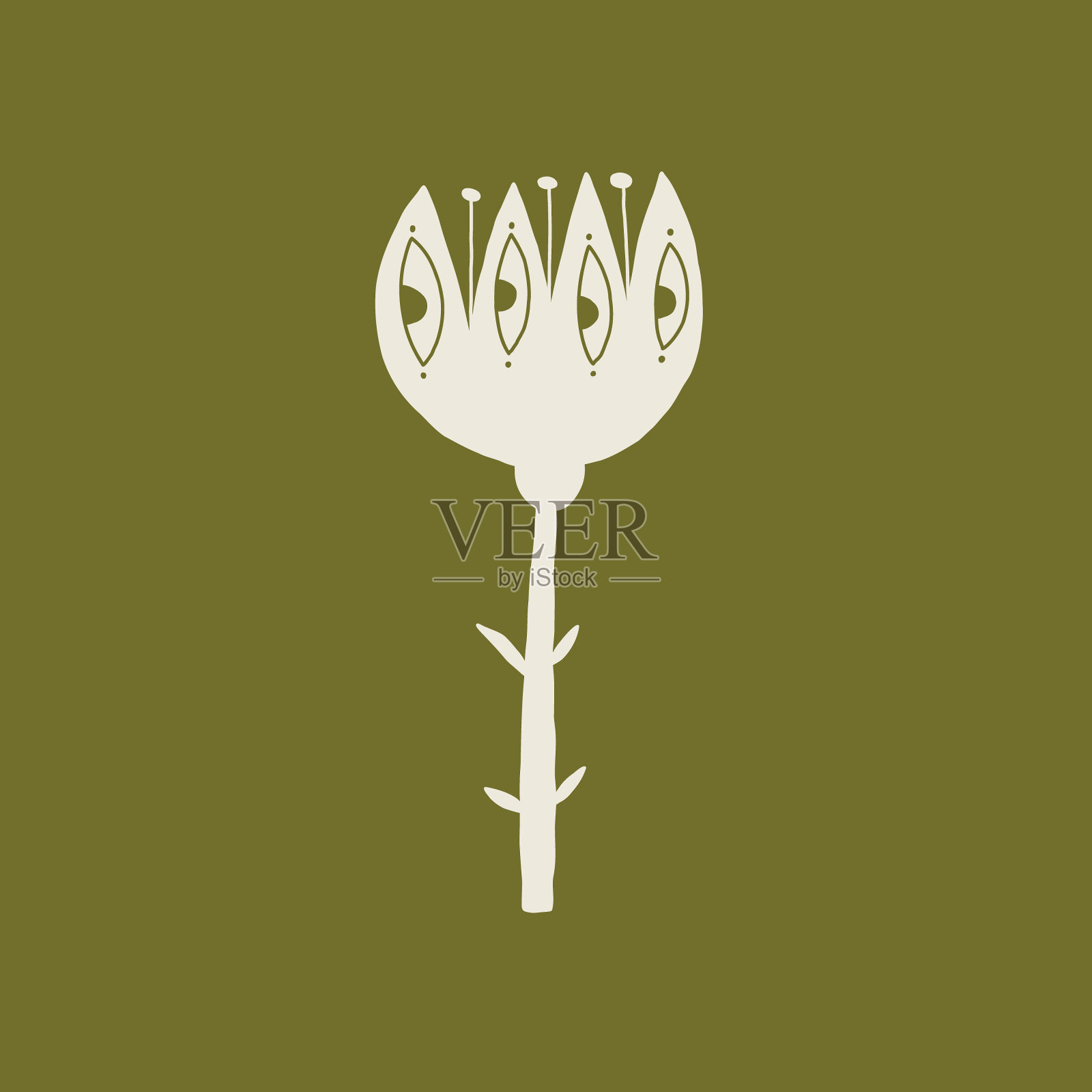 有眼睛的花民间艺术插画图片素材