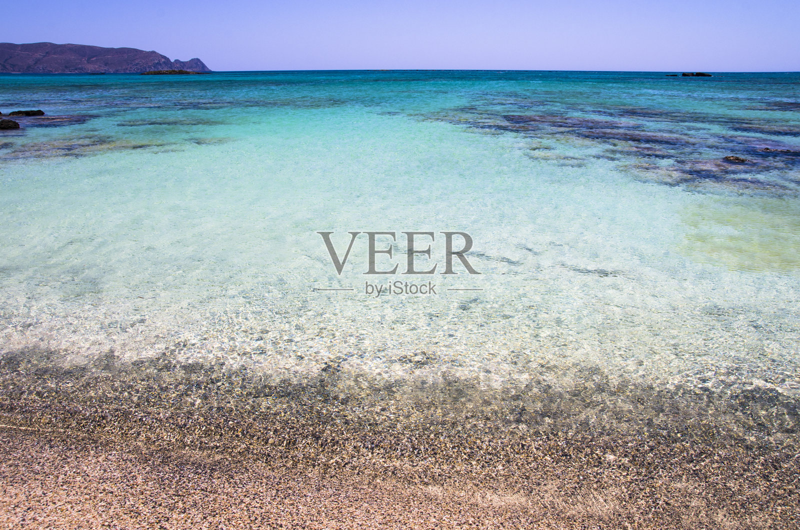 风景平静的大海，希腊海岸，克里特岛海滩照片摄影图片