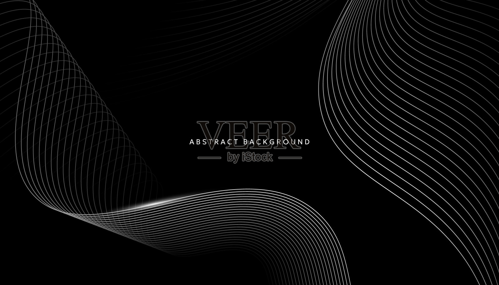 黑色抽象背景与白色曲线插画图片素材