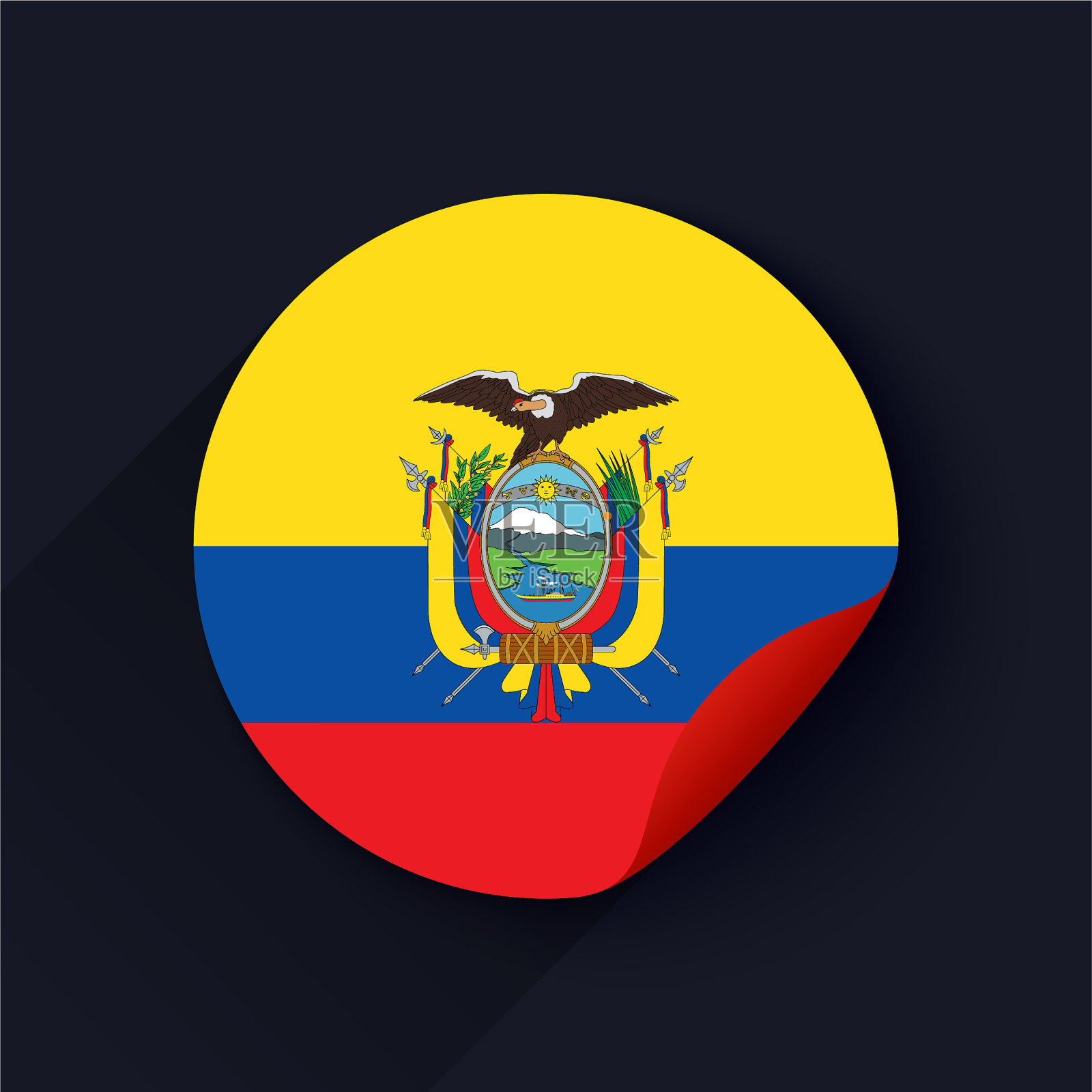 厄瓜多尔国旗贴纸矢量图插画图片素材