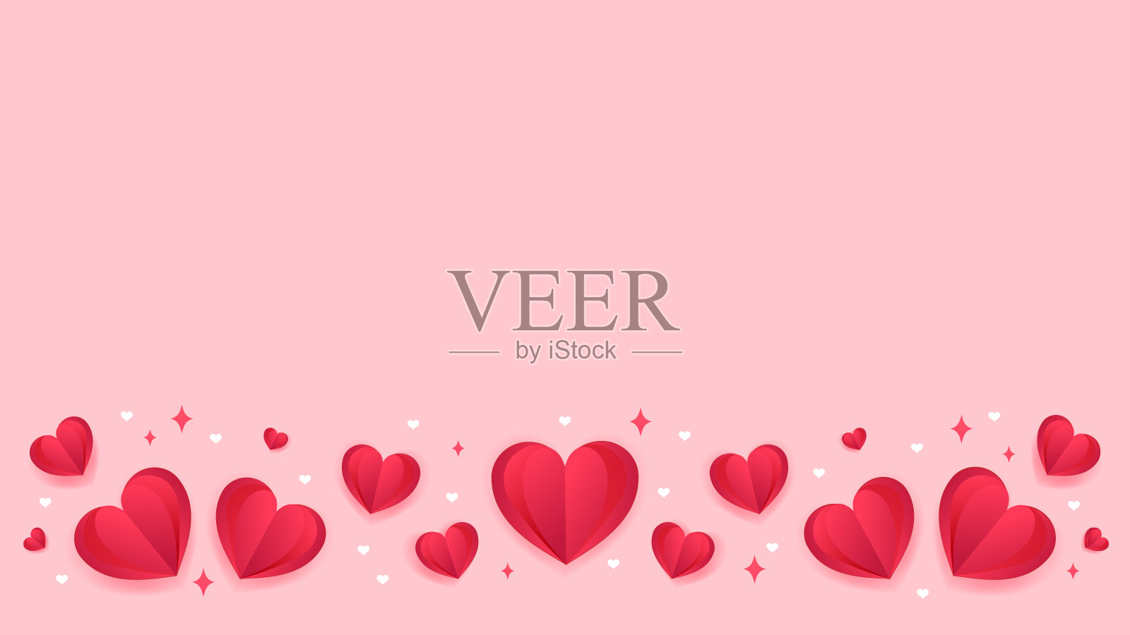 情人节背景矢量插图。红纸工艺的心与复制空间插画图片素材