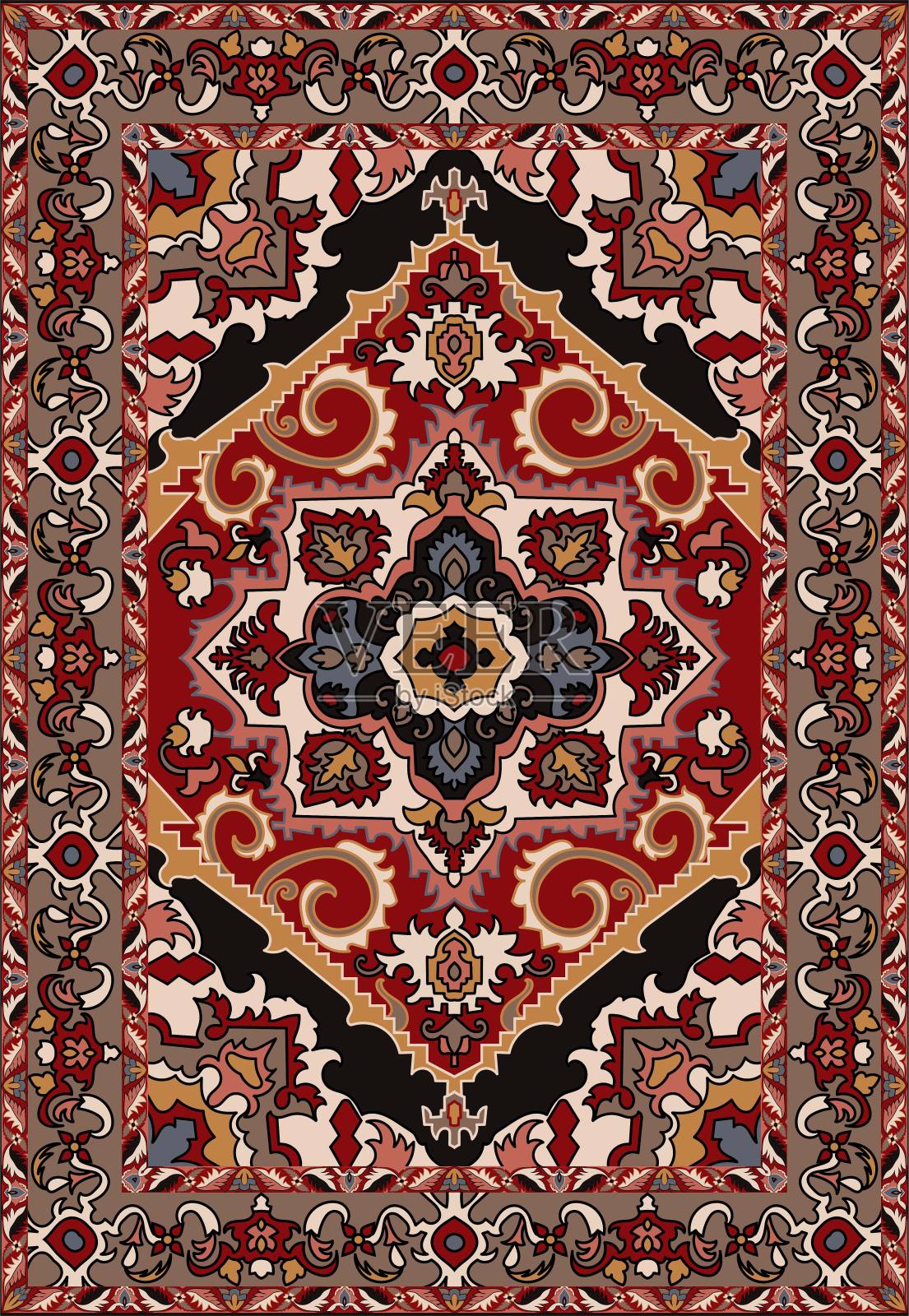 精美的地毯设计，地毯，瑜伽垫。插画图片素材